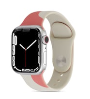 Apple Watch 44mm Uyumlu Kordon Silikon Renkli Tasarım Yumuşak Spor KRD-62 Kayış (Pudra)