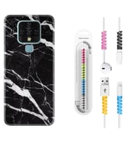 Tecno Camon 16 18P Pova 3 Pova Neo Kılıf Kablo Koruma Spiral Silikon Siyah Şerit Mermer 1318