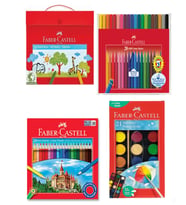 Faber Castell Dörtlü Okul Boyama Seti 24 Renk Kuru Boya + 24 Renk Pastel Boya + 21 Renk Sulu Boya +20 Renk Grip Keçeli Kalem