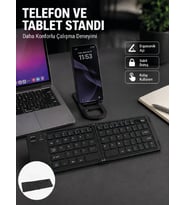 Lexroo Bluetooth Katlanabilir Klavye USB-C Şarjlı 3 Cihaz Bağlantılı Taşınabilir Klavye