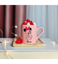 Minnie Mouse Tasarımlı Kişiye Özel Pembe Türk Kahvesi Fincanı
