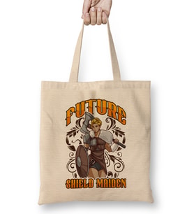 Cute Future Shield Maiden Nordic Viking Warrior Bez Çanta Uzun Saplı