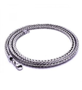 Moncuk Design Köşeli Kral Bakla Örgülü Çelik Kolye 4Mm 3351CEK046
