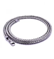 Moncuk Design Köşeli Kral Bakla Örgülü Çelik Kolye 4Mm 3351CEK046