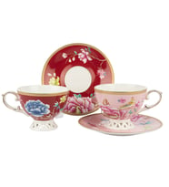 Verona 2l Pembe Bordo Çay Fincan Seti 200ml Butik Mutfak