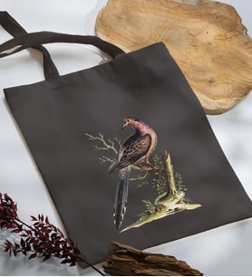 BK Gift Kuş Tasarımlı Antrasit Kumaş Bez Çanta, Baskılı Omuz Çantası, Alışveriş Çantası, Anneye Hediye-1