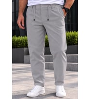 Erkek Esnek Diagonal Kumaş Jogger Pantolon Kemerli Beli Lastikli Rahat Kesim Şık Spor Günlük Erkek Pantolon