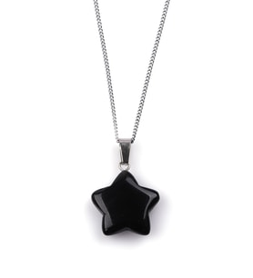 Obsidyen Doğal Taş Yıldız Model Kolye