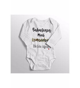 Unisex Bebek Beyaz Babasının Minik Komandosu Ilk Göz Ağrın Yazılı Bebek Zıbını