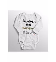 Unisex Bebek Beyaz Babasının Minik Komandosu Ilk Göz Ağrın Yazılı Bebek Zıbını