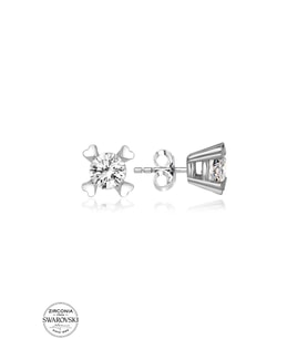 Swarovski Zirconia Kadın 0,28 Karat Montür Kalp Gümüş Küpe