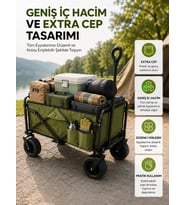 Geniş İç Hacimli Fren Sistemli Katlanabilir Kamp Ve Piknik Arabası