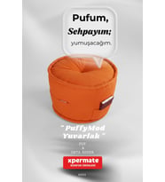 Dekoratif Yuvarlak Puf Orta Sehpa Puf 60x42 Cm Puffymod (Turuncu)