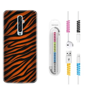 Oppo Reno 2Z 4 Lite 4 Pro 5 6 7 A31 Kılıf Kablo Koruma Spiral Silikon Leopar Yeni 1676