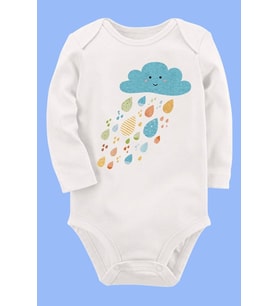 Organik Baskılı Pamuklu Unisex Bebek Body UZUNE166