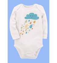 Organik Baskılı Pamuklu Unisex Bebek Body UZUNE166