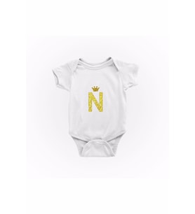 Unisex Bebek N Harfi Baskılı Zıbın