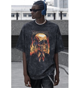 Tasarım Megadeth Rock Metal Müzik Grubu Baskılı Unisex Oversize Vintage Yıkamalı Tişört