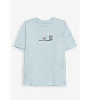 JACK JONES JJ Baskılı Erkek Bisiklet Yaka Tişört 12297849 (Mavi)