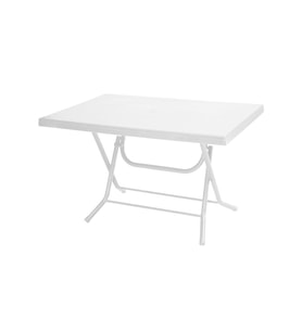 Omnipazar MT-GFM212 Ancora Plastik Dikdörtgen Katlanır Bahçe Balkon Masa 75x120 cm Beyaz