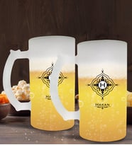 BK Gift Kişiye Özel İsimli 2’li Buzlu Cam Bira Bardağı 50cl-26 (Beyaz)