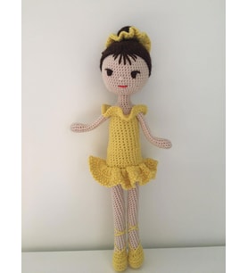 Sarı Balerin Bebek Amigurumi Organik Oyuncak