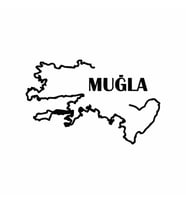 Muğla Harita Araba Sticker siyah 18x12 CM (Siyah)