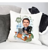 Kişiye Özel Para Sever Erkek Karikatürlü Yastık