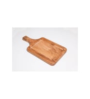 Kare Ahşap Saplı Kesme Tahtası & Sunum Tabağı 26x21cm