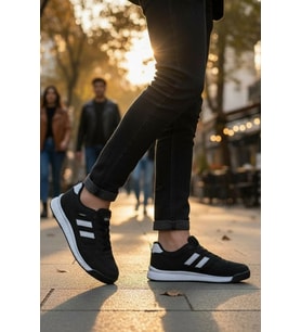 Enoch Erkek Yan Çizgili Yüksek Tabanlı Rahat Yürüyüş ve Koşu Ayakkabısı Sneaker