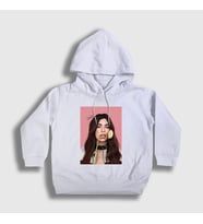 Presmono Unisex Çocuk Beyaz Flower Dua Lipa Kapüşonlu Sweatshirt 320720tt