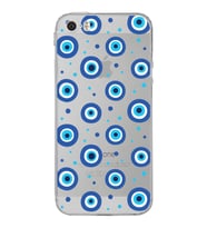 PrintiFy iPhone 5S ile Uyumlu Nazar Boncuğu 1 Baskılı Kamera Korumalı Şeffaf Silikon Kılıf