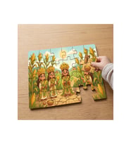 Mısır Tarlasındaki Çocuklar Tasarımlı 24 Parça Ahşap Çocuk Puzzle
