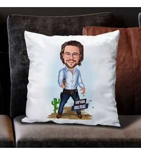 Kişiye Özel Kibar Kovboy Karikatürlü Yastık