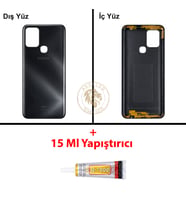 Infinix Hot 10 Siyah Uyumlu Arka Kapak + B7000 Yapıştırıcı Arka Cam Batarya Pil Kapağı Lazer Kesim