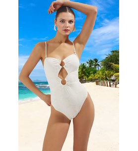 Straplez Mayo Su Sporları İçin Esnek Kumaş Swimsuit Deniz Kıyafeti Yaz Koleksiyonu (Ekru)