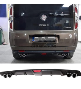 Fiat Doblo D3 D4 Difüzör Arka Tampon Eki 4 Egzoz Çıkışlı Siyah
