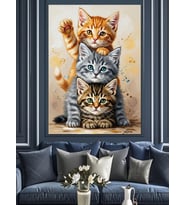 Şaşkın Kedi Portresi Boya Dekoratif Kanvas - Mdf Ahşap Tablo