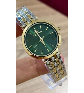 Ferro FL21331A-D6 Quartz Çelik Altın/Gri Yeşil Kadran 34 mm Kadın Kol Saati