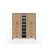 Hyperion Gardrop 12 Raflı 4 Çekmeceli 2 Askılı 220x44x243 Antrasit-Çam/Çam