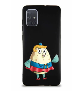 Samsung Galaxy A71 Soft Premier Kapak Bayan Puff Tasarımlı Silikon Kılıf - Siyah (Şeffaf)