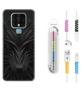 Tecno Camon 16 18P Pova 3 Pova Neo Kılıf Kablo Koruma Spiral Silikon Black Fox 1325