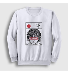 Presmono Unisex Beyaz Anime Hanma Baki Sweatshirt 319331tt