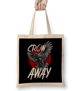 Crow Away Pun Funny Antisocial Gamer Introvert Bez Çanta Uzun Saplı