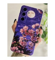 Samsung Galaxy A15 Uyumlu Sanatsal Manzaralı Pembe Çiçekler Desenli Şeffaf Telefon Kılıfı