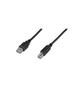 Digitus USB 2.0 Bağlantı Kablosu, USB A Erkek - USB B Erkek, 3 metre, AWG 28, USB 2.0 uyumlu, UL, siyah renk