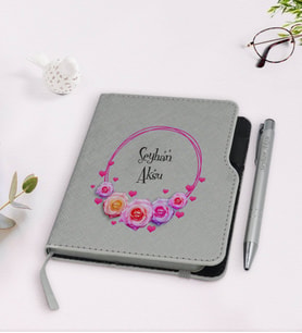 BK Gift Kişiye Özel İsimli Gri Termo Deri Defter Kalem Seti-7
