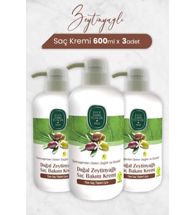Doğal Zeytinyağlı Saç Kremi 600 Ml X 3 Adet