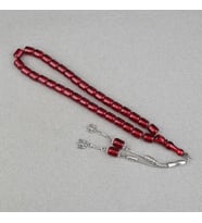 Katalin Çubuk Alpaka Püsküllü Kapsül Kesim 9x12mm Tesbih - Şeffaf Bordo