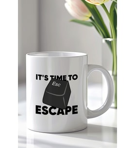 Yazılımcılara Özel Escape Key Temalı 330ml Baskılı Beyaz Seramik Kupa Bardak
